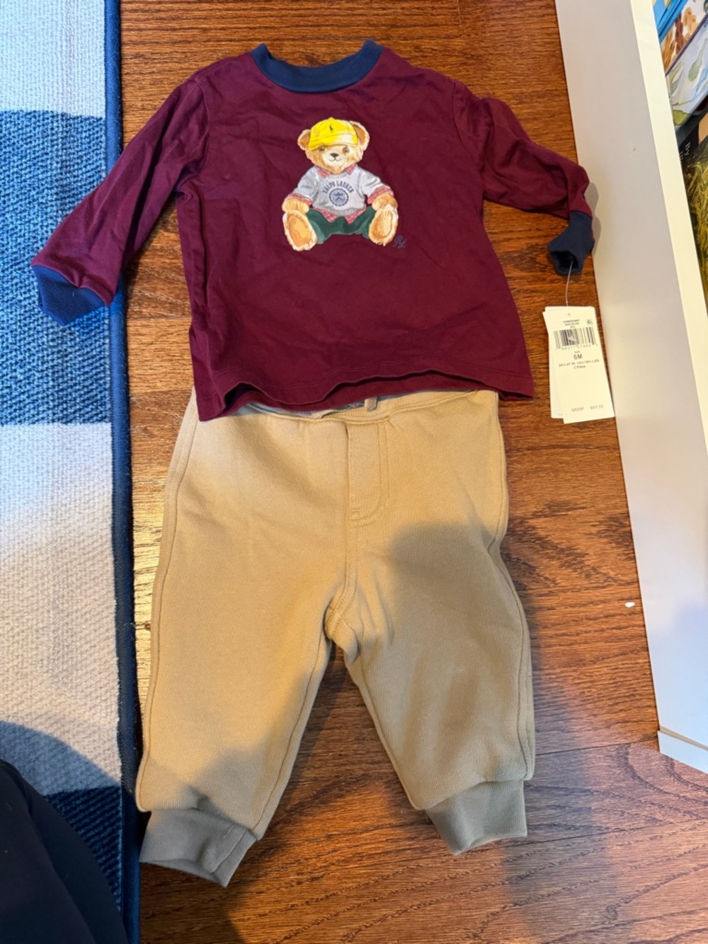 Ralph Lauren Madison Maroon Top with Tan Pants Kids Matching Set